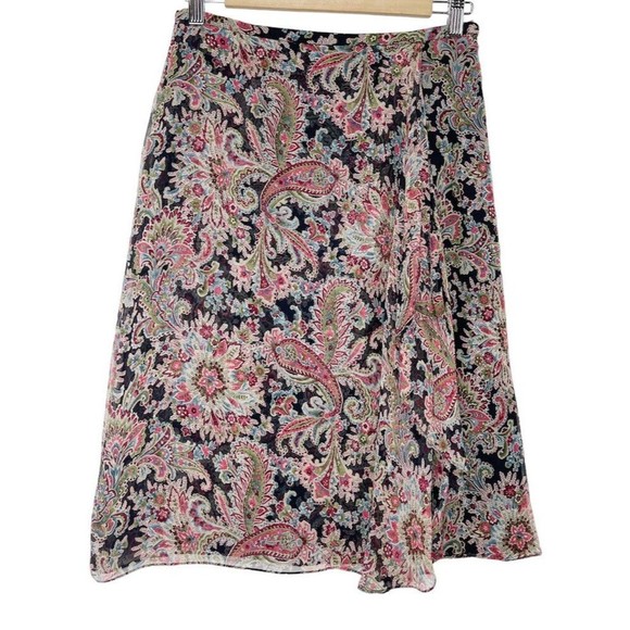 Charter Club Women Silk Skirt Sz 6 Wrap Paisley Floral - Picture 2 of 15